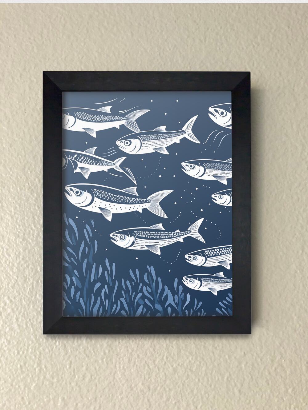 Framed School of Fish Wall Art Print – Ocean Nautical Decors